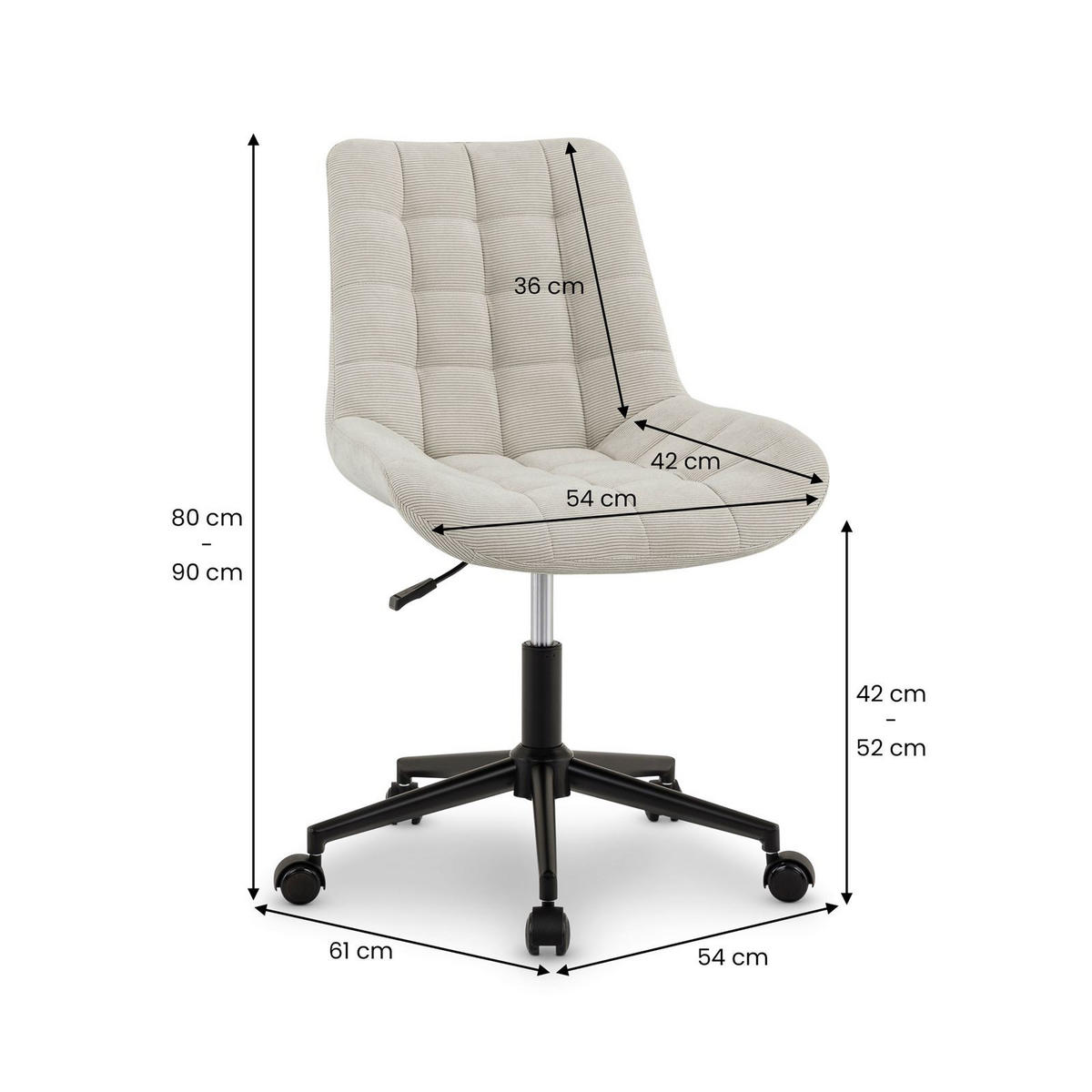 DREHSTUHL VASILO - Beige, Textil (54/80/61cm) - IDIMEX