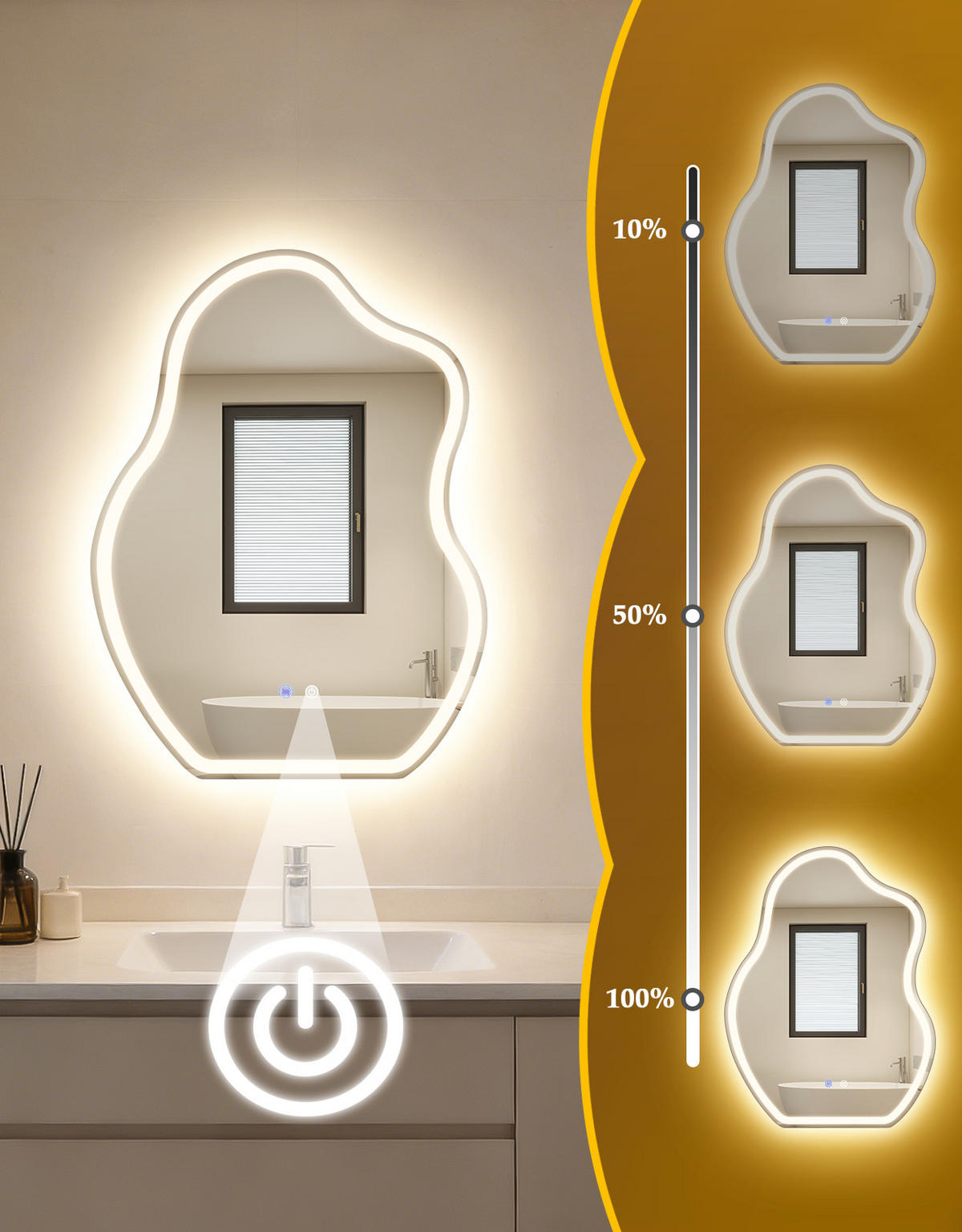 LED BADEZIMMERSPIEGEL 3.4/60/80cm - Weiß, Glas (3.4/80/60cm) - Nettlife
