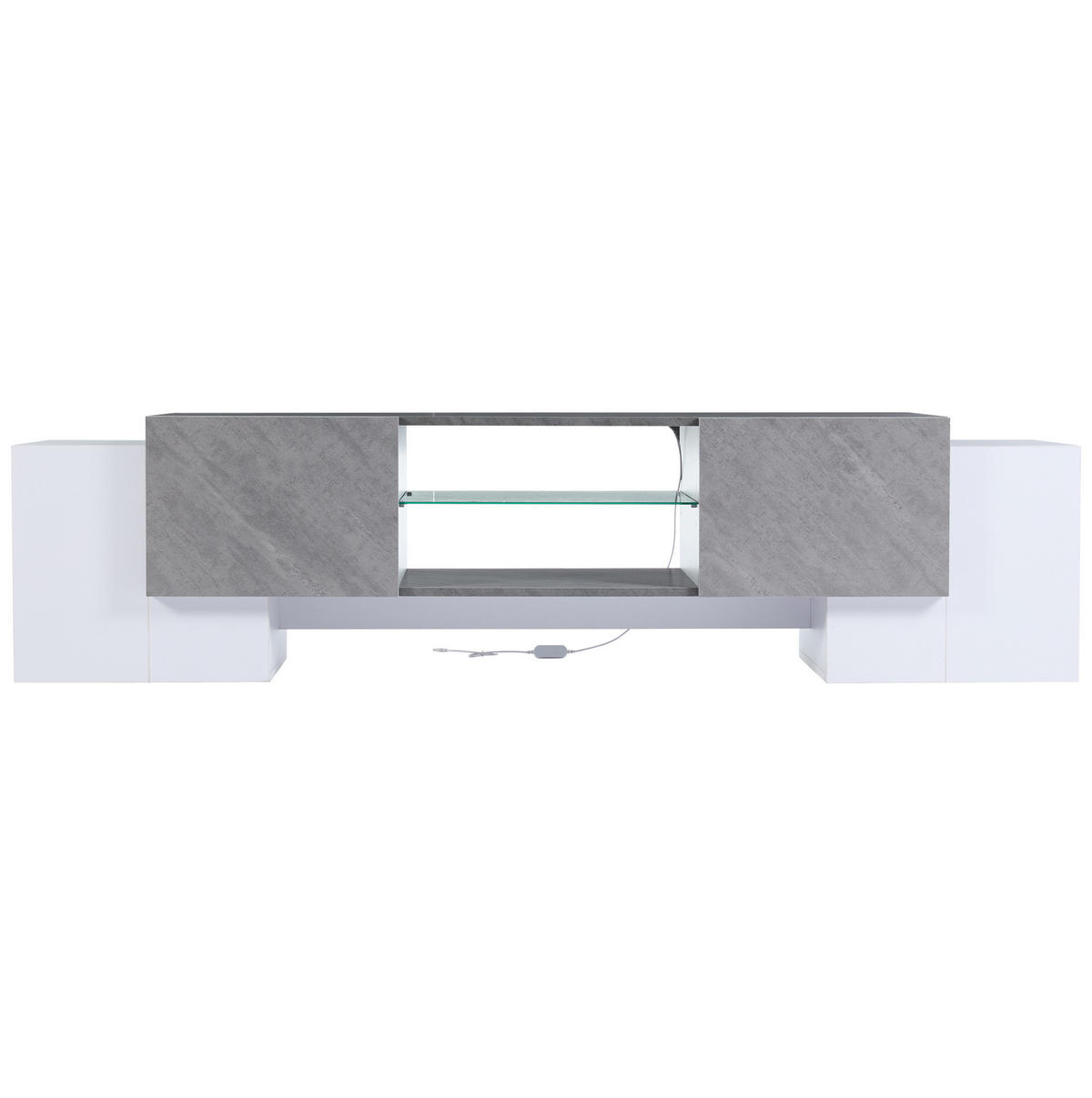 TV-ELEMENT mit LED und Stauraum 180 x 40 x 46,5 cm Weiß Grau - Weiß, Holzwerkstoff (40/46.5/180cm) - Beauniv