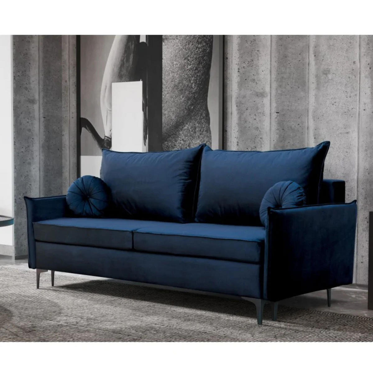 SCHLAFSOFA LEA, Sofa mit Schlaffunktion und Bettkasten, Farbe: Blau, Veloursstoff - Blau, Textil (215/96/94cm) - Sepro Meble