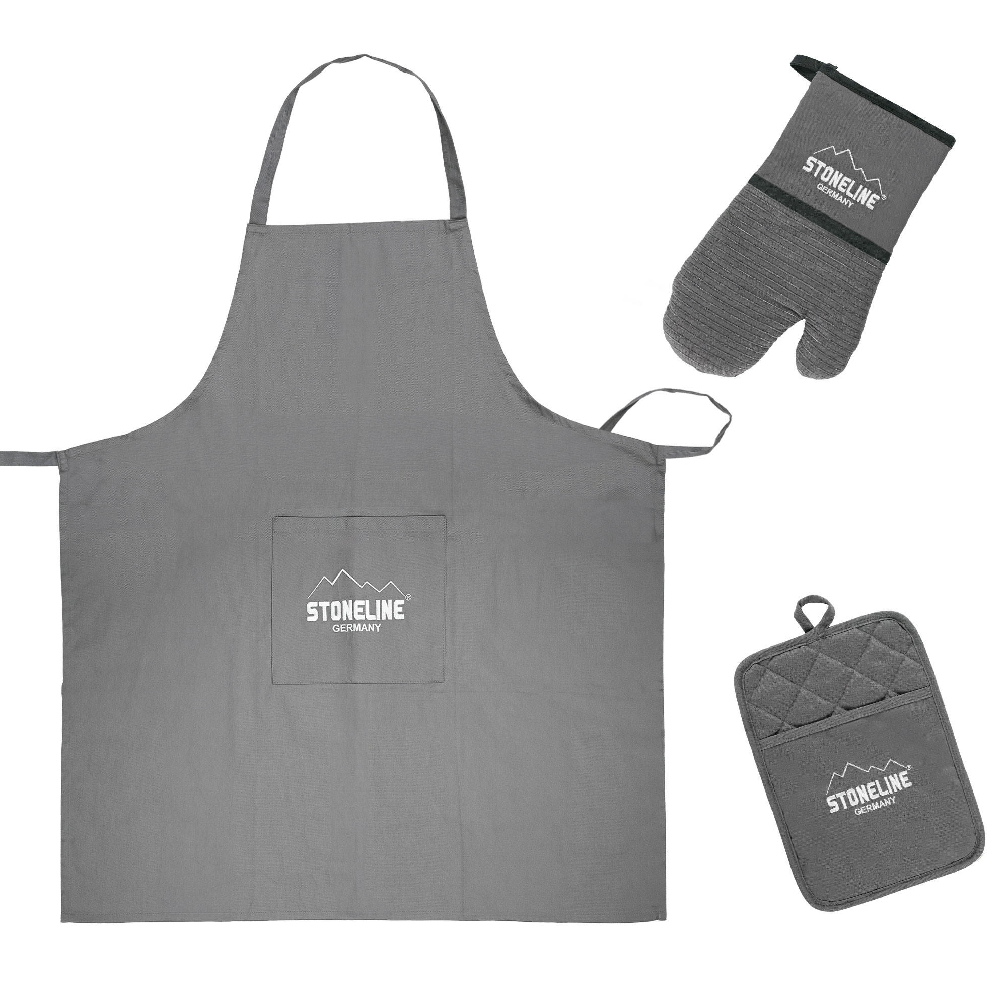 KÜCHENSCHÜRZE Set 3-teilig - Grau, Textil (18/32cm) - Stoneline