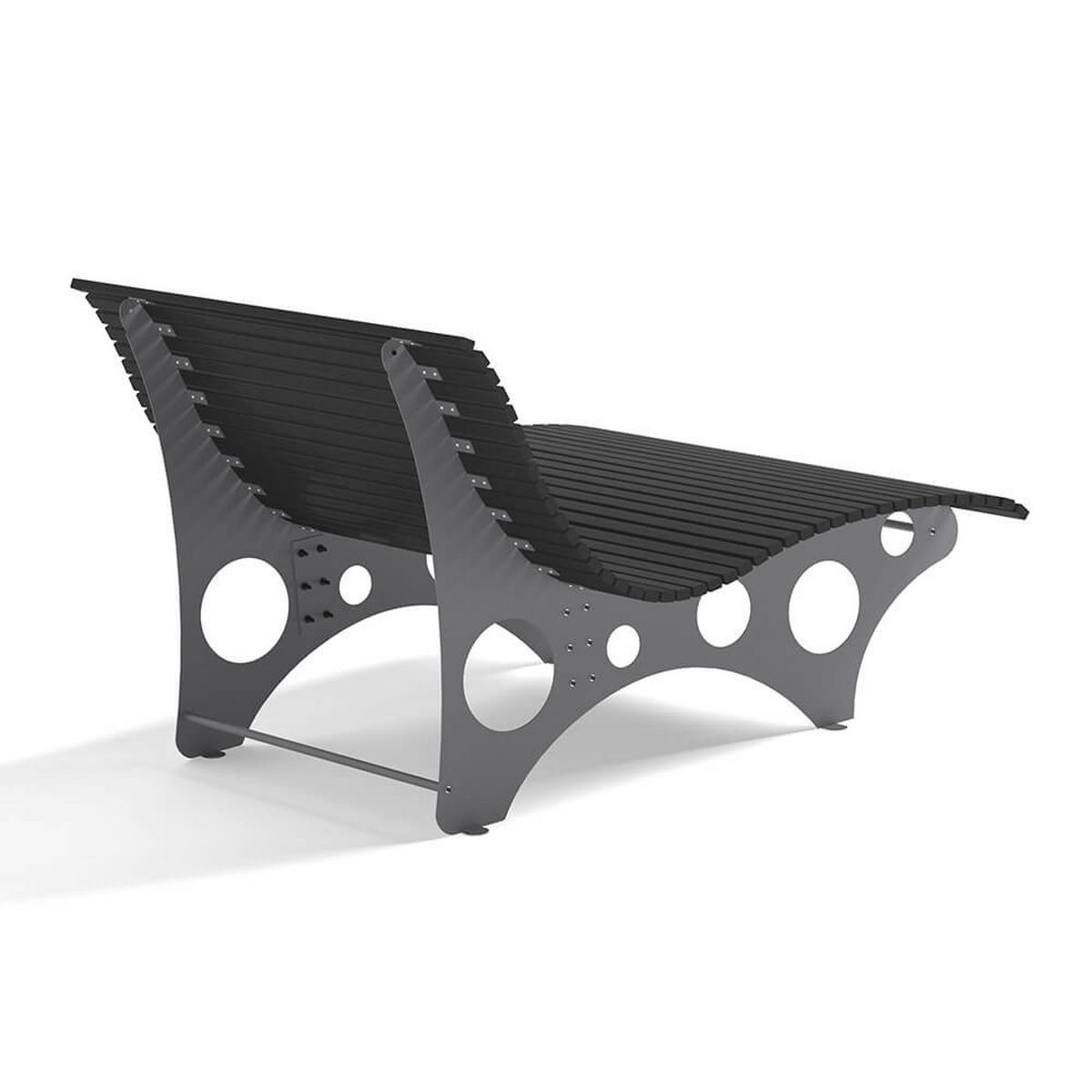 WELLENLIEGE NIRA - Anthrazit - Anthrazit, Holz/Metall (148/105/152cm) - Home Deluxe