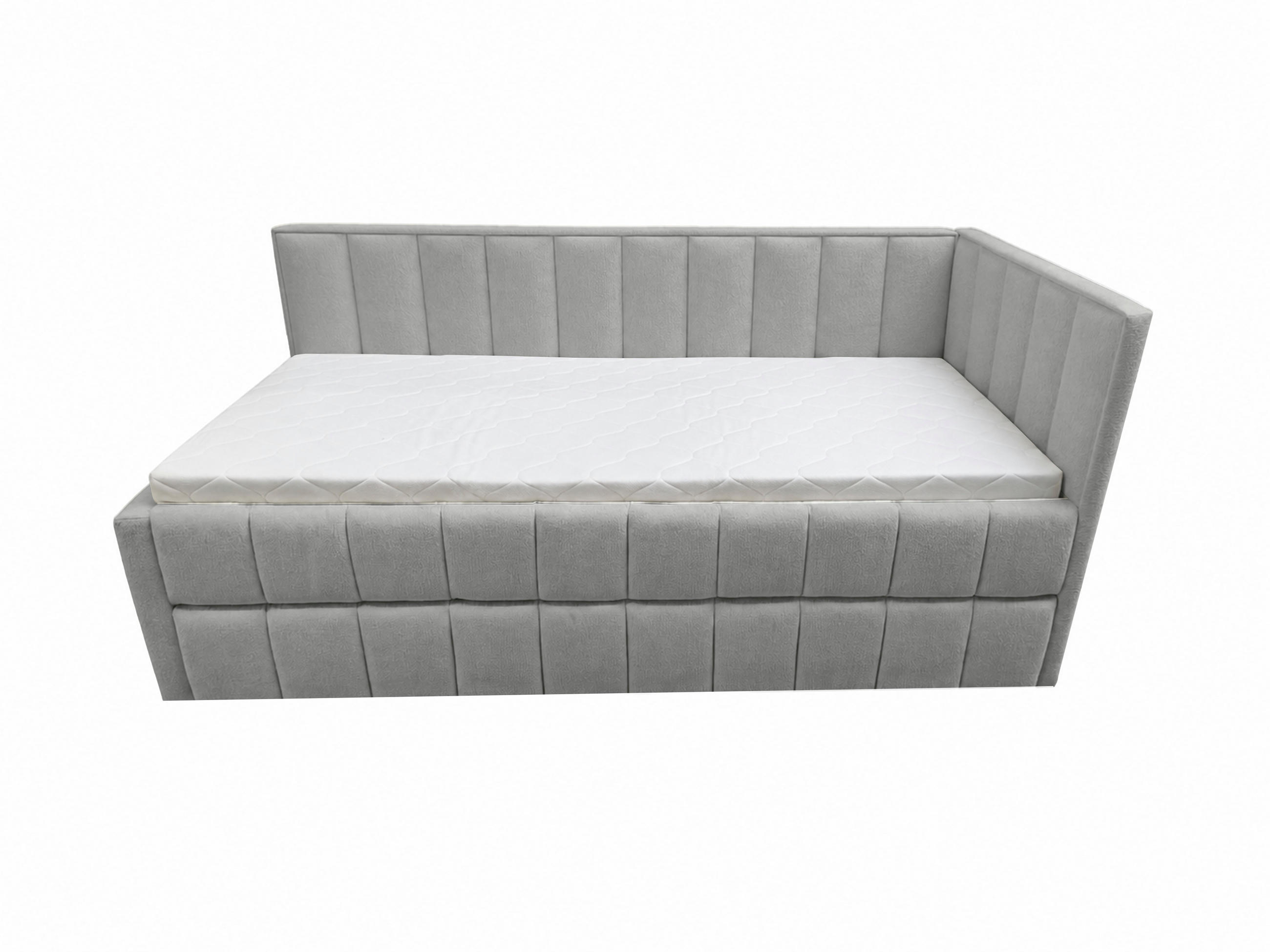 POLSTER-KINDERBETT LUKA 90x200 cm, rechts, mit Ausziehbett – Grau - Grau, Textil - KS Home Concept