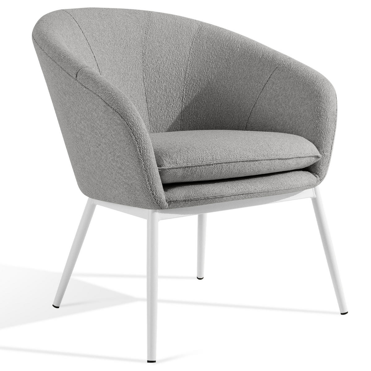 GARTENMÖBELSET SOLIS Gartenlounge-Set, grau/weiß - Grau, Textil/Metall - KONSIMO®