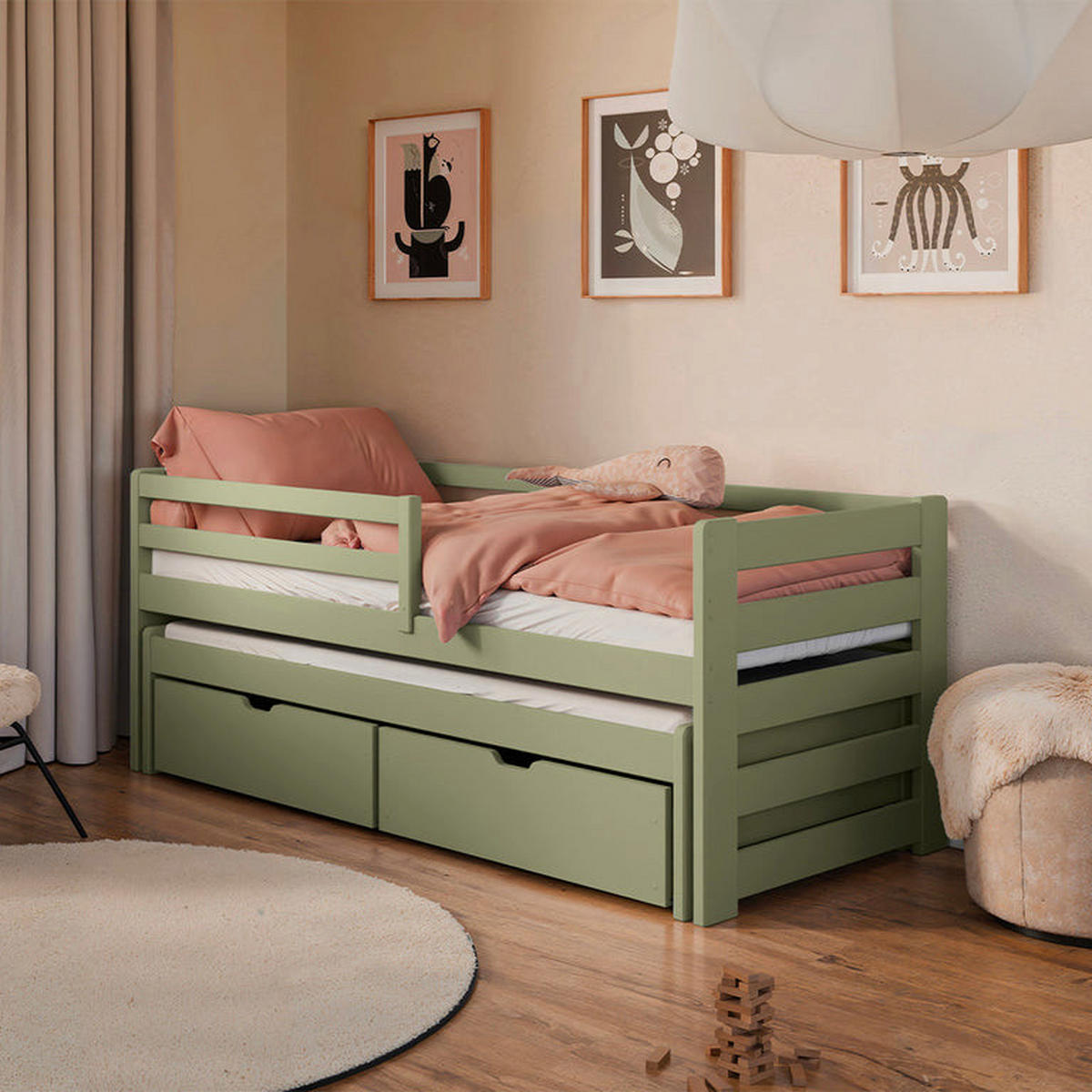 KINDERBETT 90/200 Jordan Olive - Grün, Holz (90/200cm) - Petits-meubles