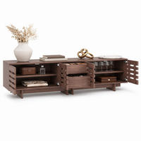 LOWBOARD in Walnussfarben TV-Schrank mit Schubladen für Fernseher bis zu 80 Zoll, B200/T39.5/H55 cm - Walnussfarben, Holzwerkstoff (200/55/39.5cm) - STILVORA