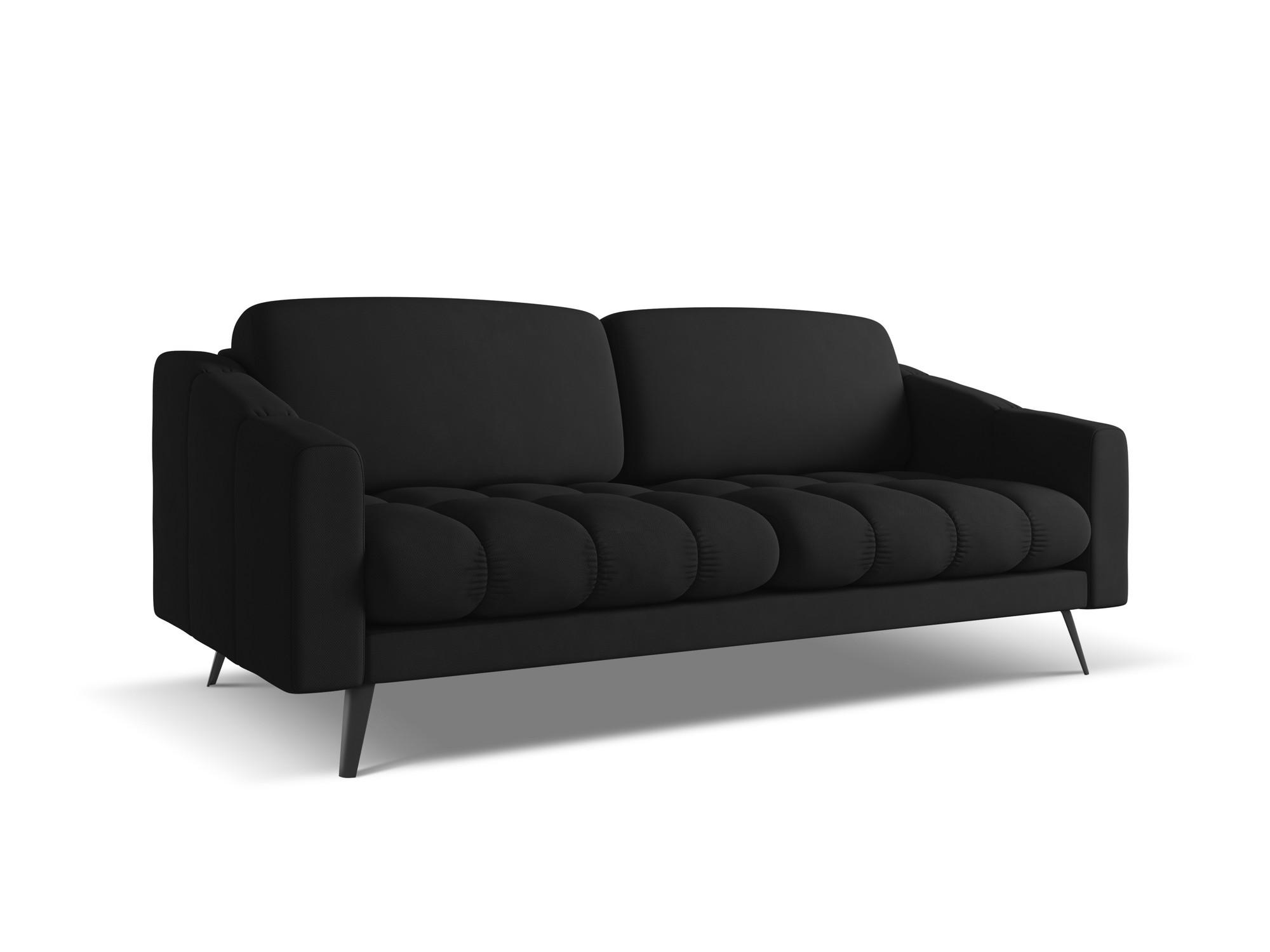 3-SITZER SOFA Chenille Stoff Schwarz - Schwarz, Textil/Metall (202/80/95cm) - Makamii