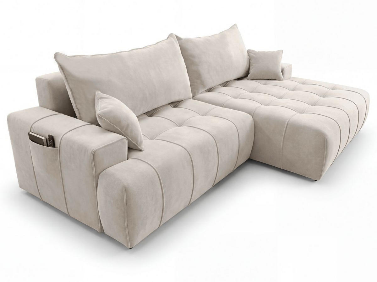 ECKSOFA Tulio Beige Rechts - Beige, Holz/Textil (165/270cm) - Graingold