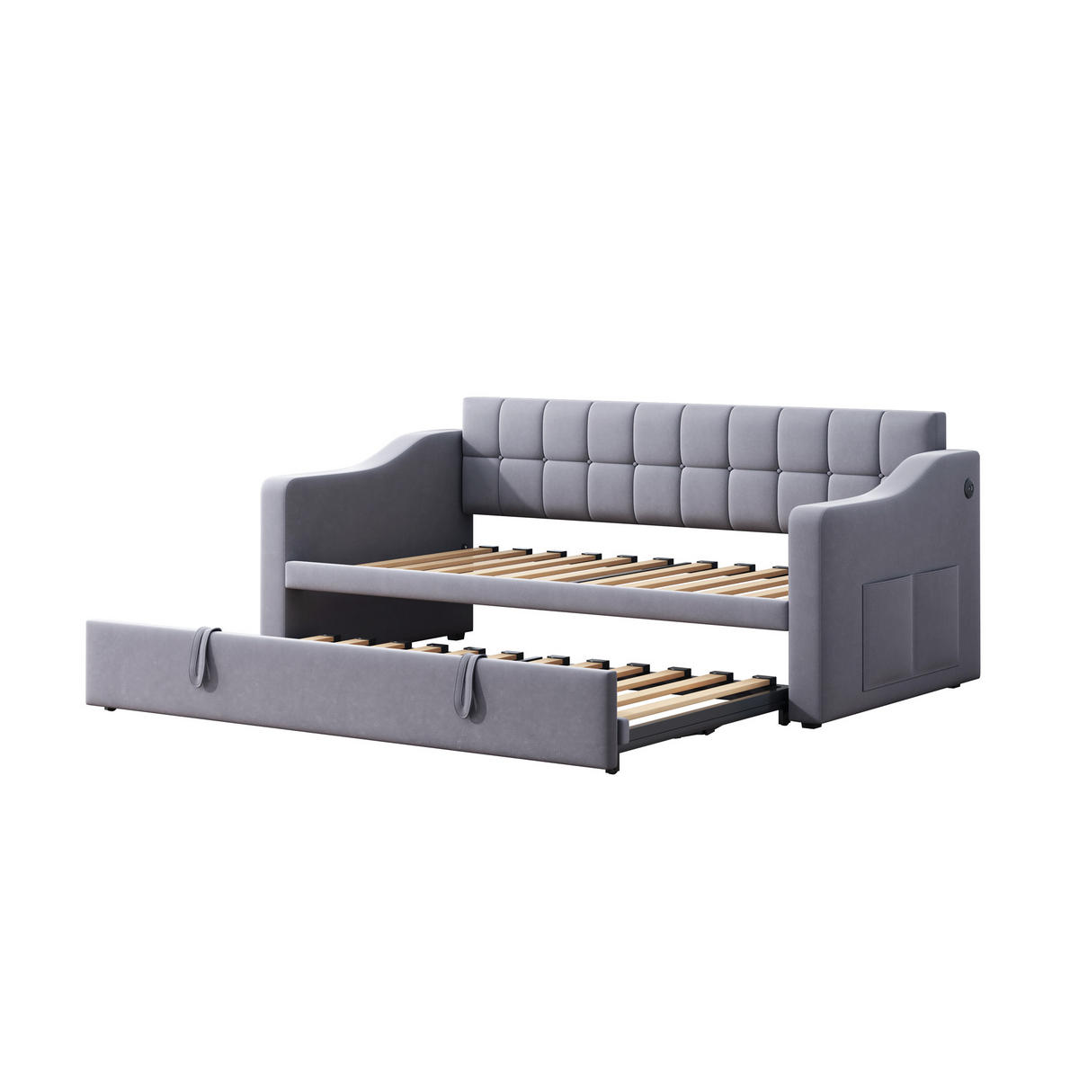 AUSZIEHBETT 90/180/190 cm DE-01999, in Grau - Grau, Metall (90/190cm) - ComfortXL