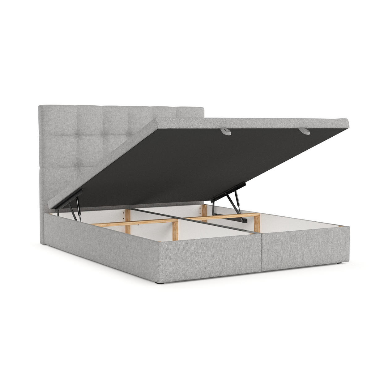 POLSTERBETT Guam mit Stauraum 140/200 cm Grau im Megan Stoff - Schwarz/Grau, Holz/Holzwerkstoff (140/200cm) - AltaBeds