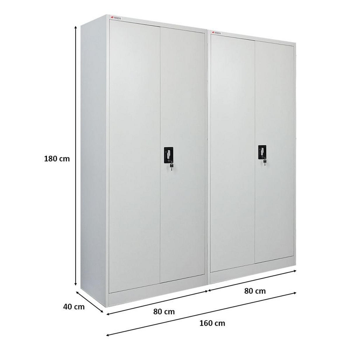 FLÜGELTÜRENSCHRANK Elephant 2er-Set 180x80x40cm 6 Fächern & Kleiderstange Lichtgrau - Hellgrau, Metall (160/180/40cm) - PROREGAL