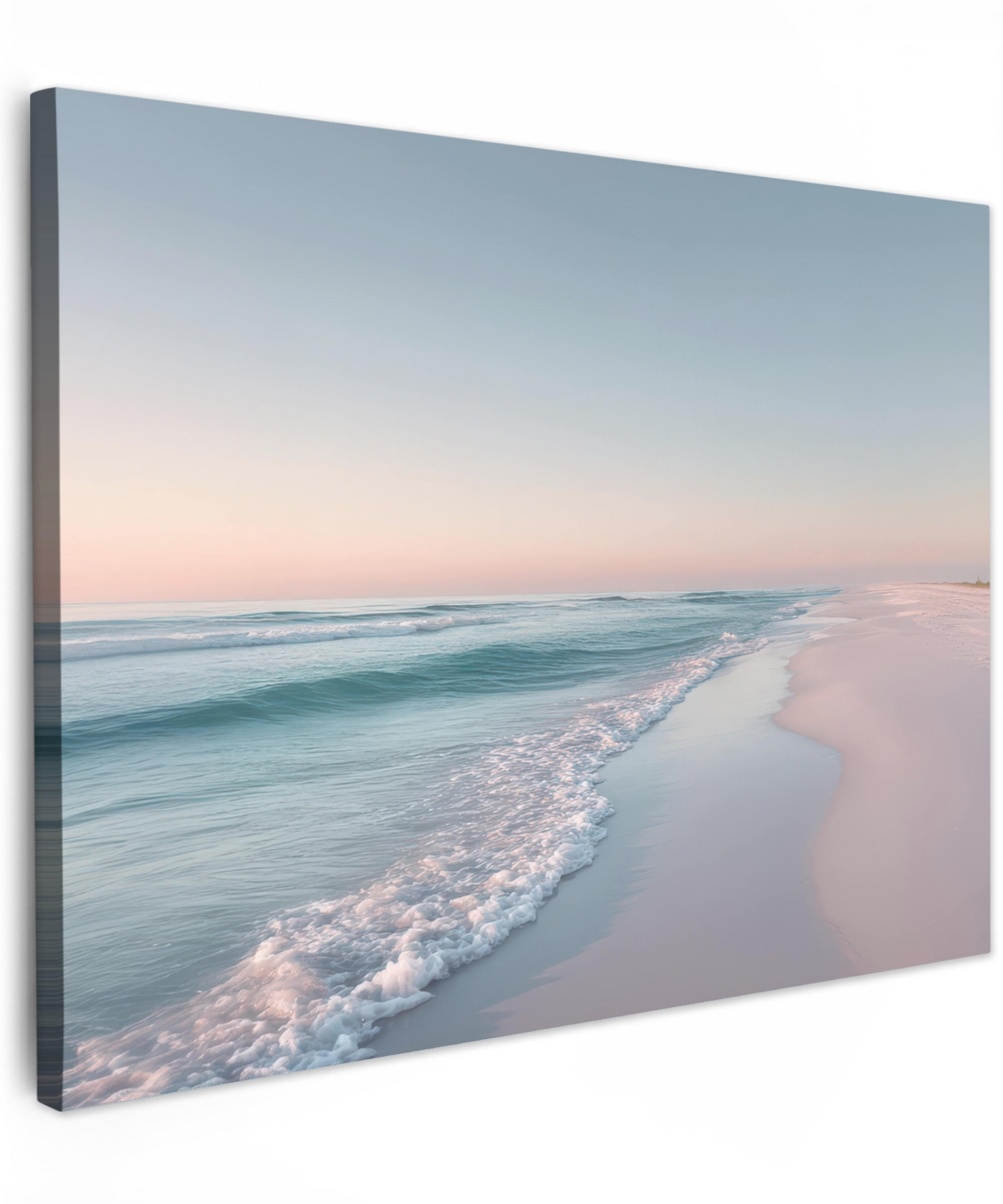 LEINWANDBILD Küstenlinie - Pastell - Wasser Wandbilder 80x60 cm - Pastellblau, Textil (80/60cm) - MuchoWow