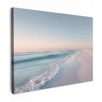 LEINWANDBILD Küstenlinie - Pastell - Wasser Wandbilder 80x60 cm - Pastellblau, Textil (80/60cm) - MuchoWow