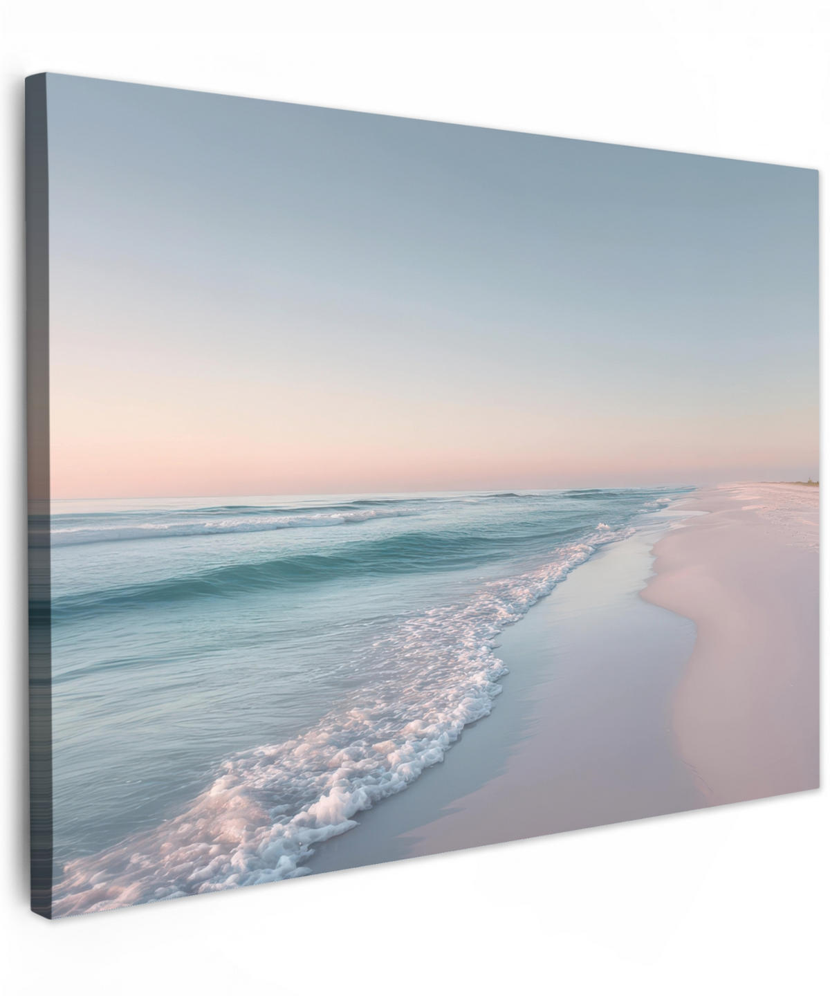 LEINWANDBILD Küstenlinie - Pastell - Wasser Wandbilder 80x60 cm - Pastellblau, Textil (80/60cm) - MuchoWow