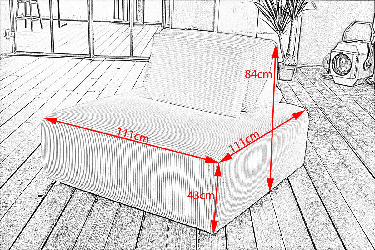 HOCKER MIT RÜCKENKISSEN WIOLO SOFT Cremeweiß Cord - Creme/Schwarz, Kunststoff/Textil (111/84/111cm) - KAWOLA