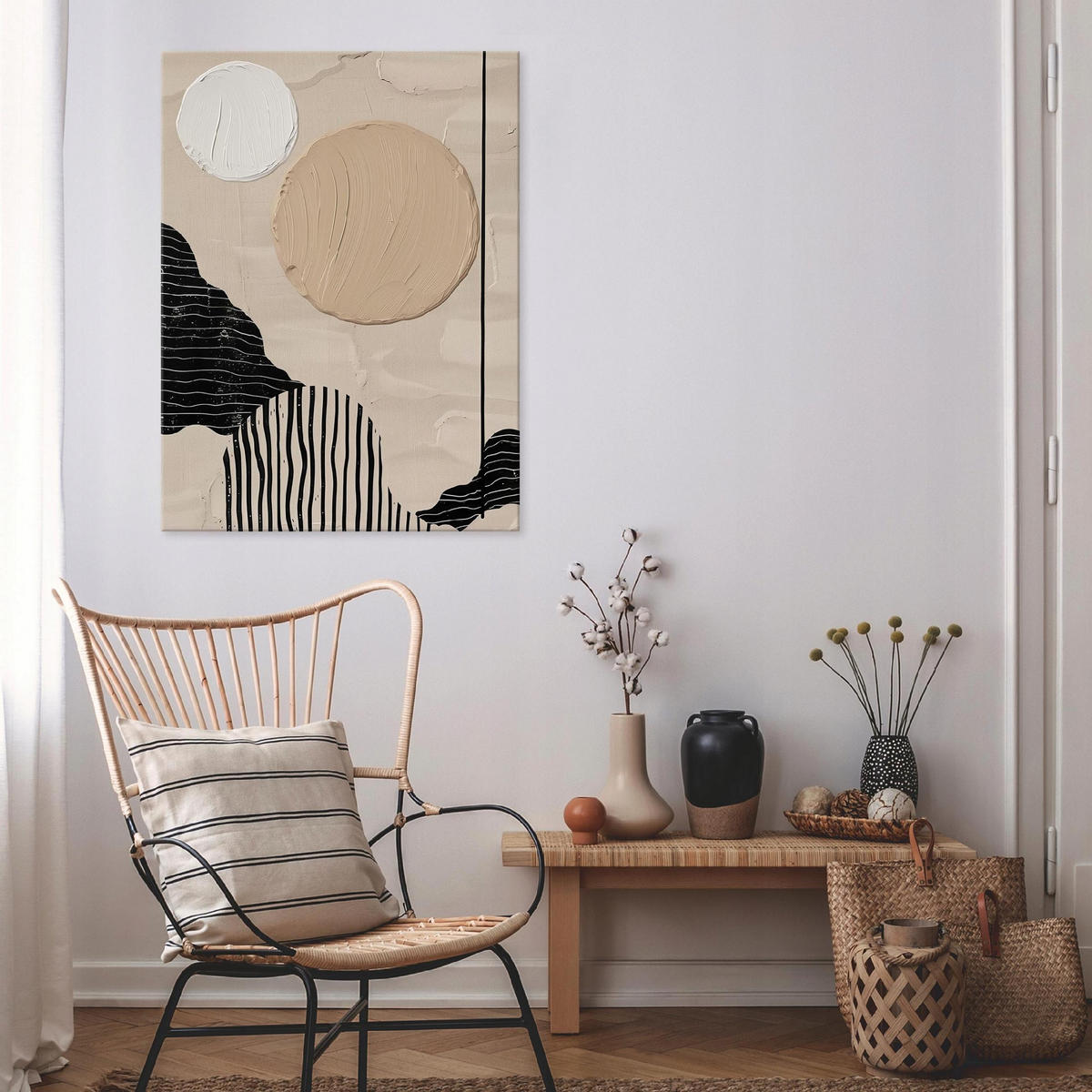 BILDER auf Leinwand Abstrakt Boho 100x70 - Multicolor, Holzwerkstoff (70/100cm) - Wallarena