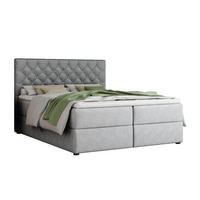 BOXBETT BEST 200/200 Velours Hellgrau mit Taschen-Federkernmatratzen 7 Zonen H4 - Hellgrau, Holz/Holzwerkstoff (200/200cm) - Deine Möbel 24