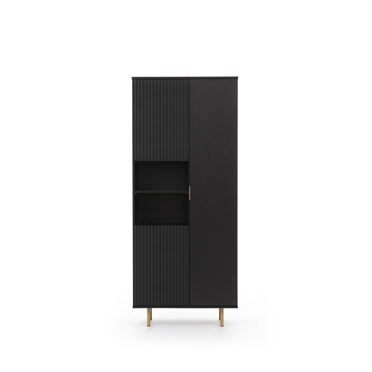 BÜCHERREGAL Nubia 3-türig Schwarz - Goldfarben/Schwarz, Holzwerkstoff/Metall (80/190/41cm) - Ravio