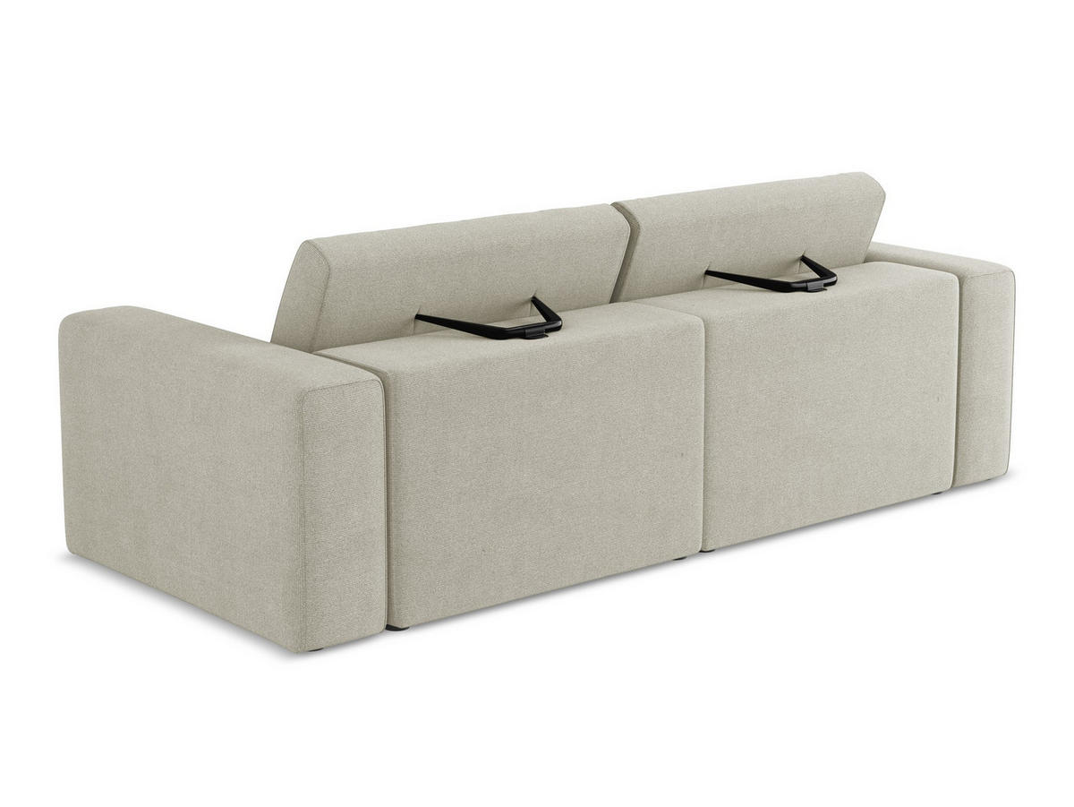 3-SITZER SOFA Strukturstoff Stoff Beige - Beige/Creme, Kunststoff/Textil (224/80/103cm) - Makamii