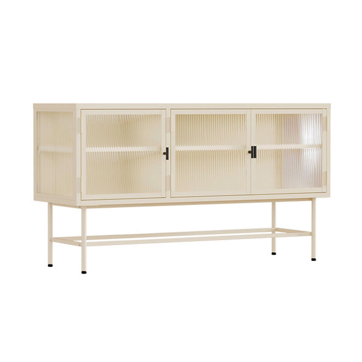 SIDEBOARD, Ekru - Weiß, Metall (40/66/120cm) - Oviala