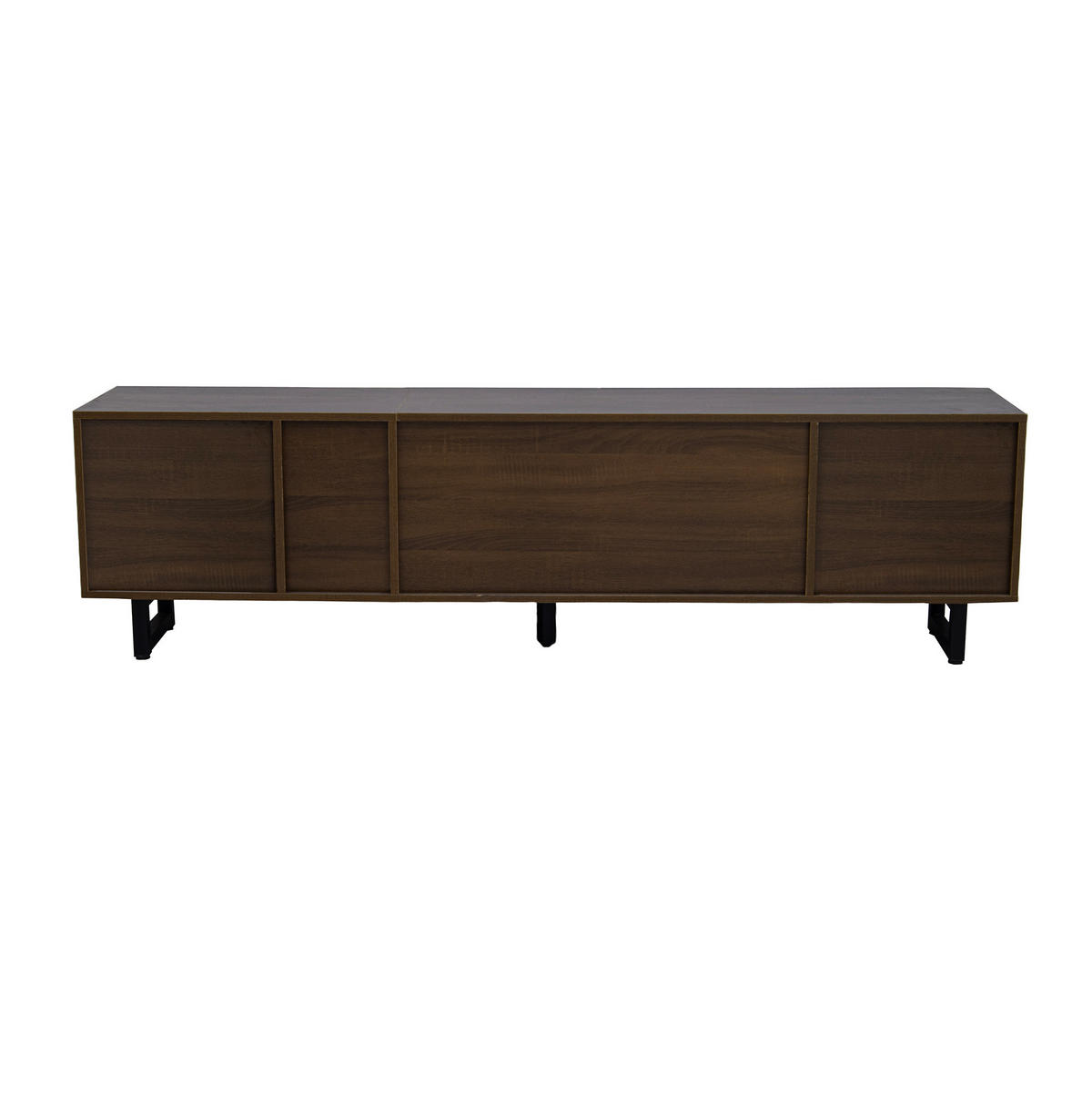 TV-SCHRANK aus MDF 180x38x50 cm Schwarz/Natur mit grifflosen Türen, Hochglanzfront und viel Stauraum - Hellbraun, Holzwerkstoff (180/50/38cm) - Modfu