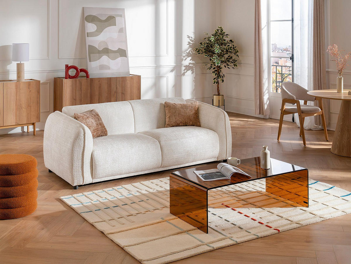 SOFA - 2 Personen - stoff - beige Juneti - Beige, Textil (205/80/90cm) - Vente-Unique
