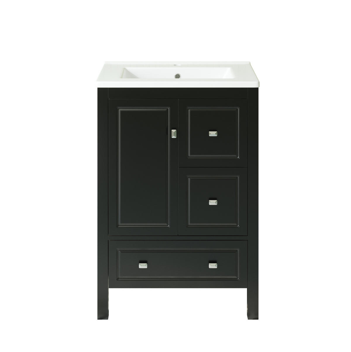 WASCHTISCH aus MDF und Keramik 62x47x90 cm Schwarz mit Stauraum und Soft-Close - Schwarz, Keramik (62/90/47cm) - Modfu