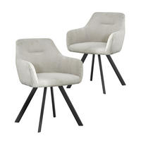 ARMLEHNSTUHL CYRUS 2 Stück - Hellgrau, Metall (56/80/60cm) - B&D Home