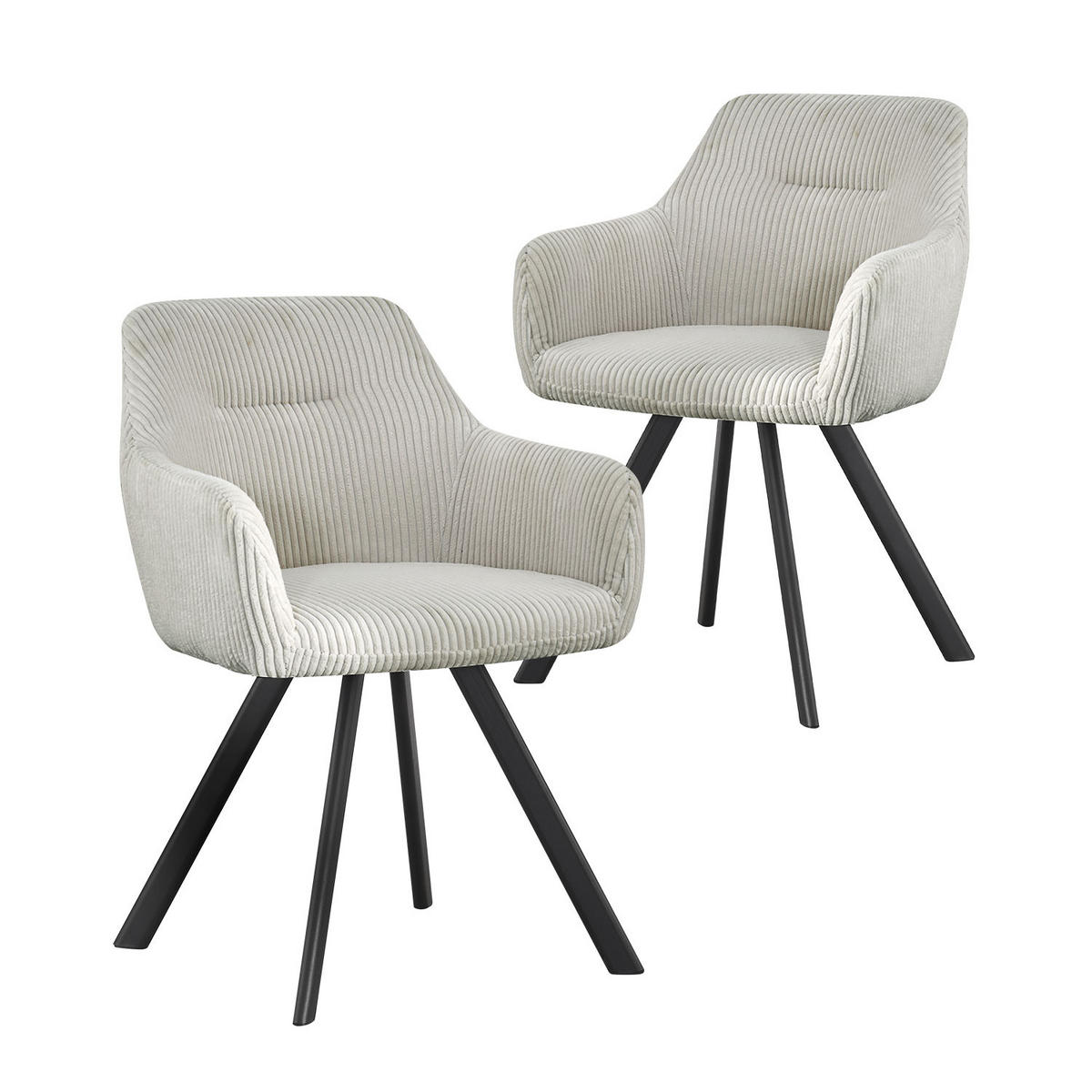 ARMLEHNSTUHL CYRUS 2 Stück - Hellgrau, Metall (56/80/60cm) - B&D Home