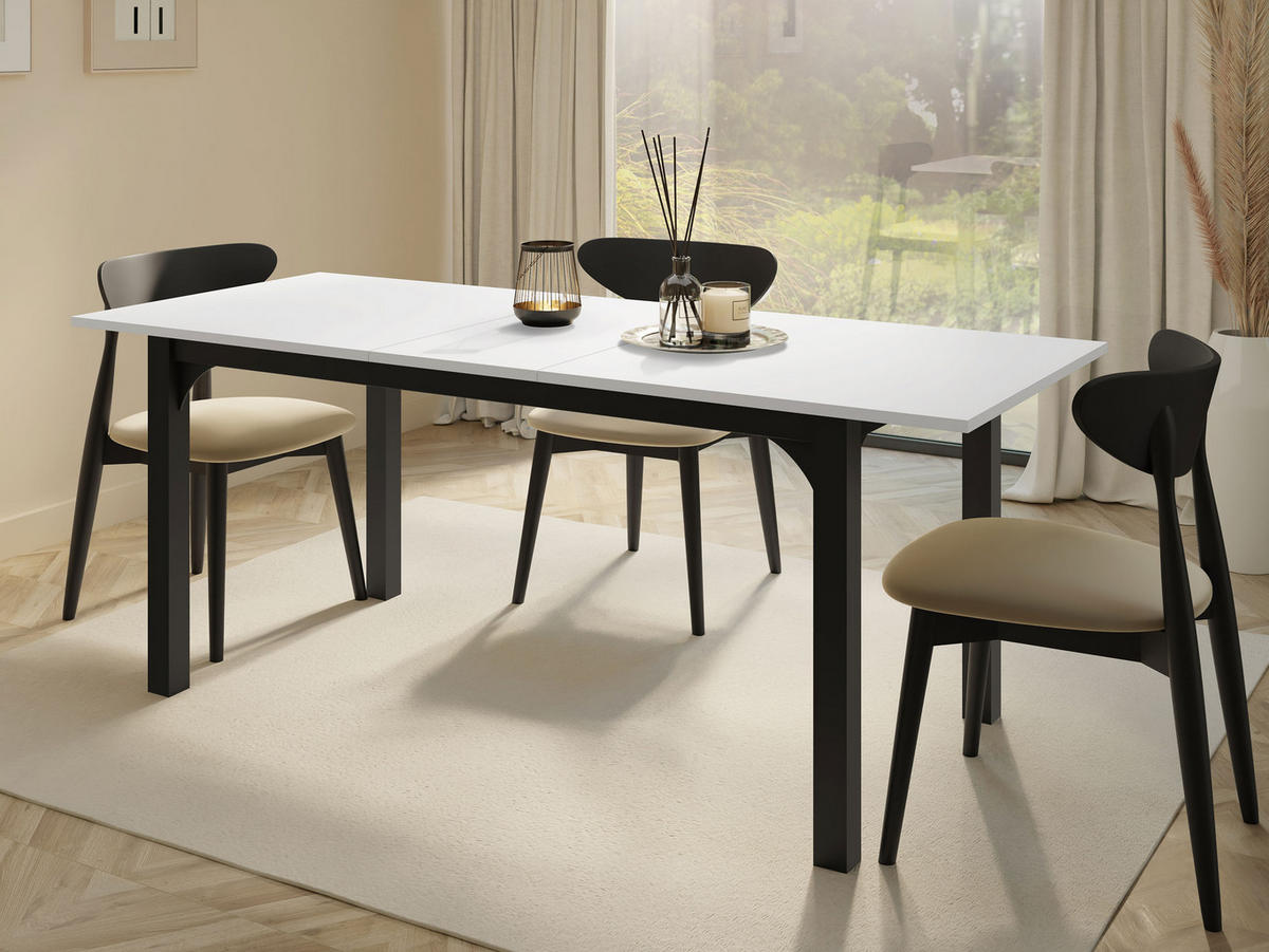 ESSTISCH Focus 160 - Schwarz, Holzwerkstoff/Metall (90/160/76cm) - MIRJAN24
