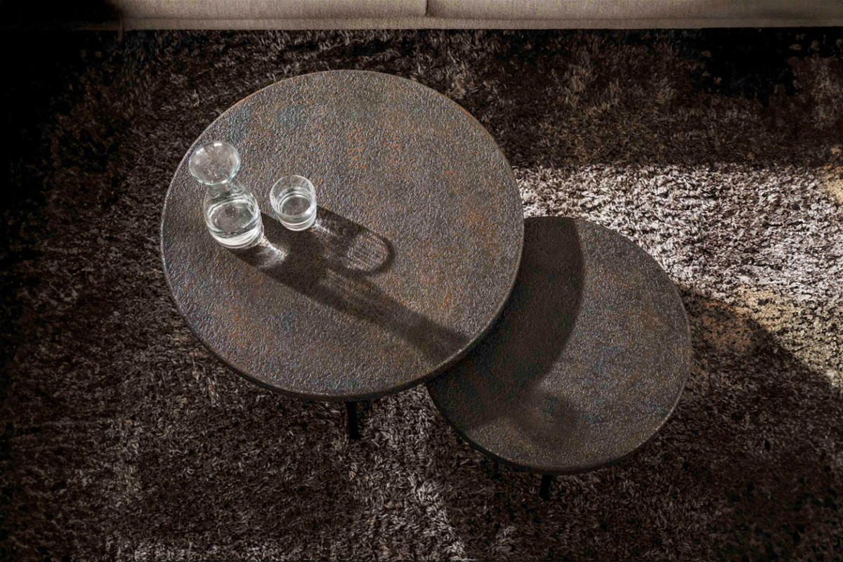 COUCHTISCH-SET ANTAS Bronze Metall - Schwarz/Bronzefarben, Metall (74/74/42cm) - KAWOLA
