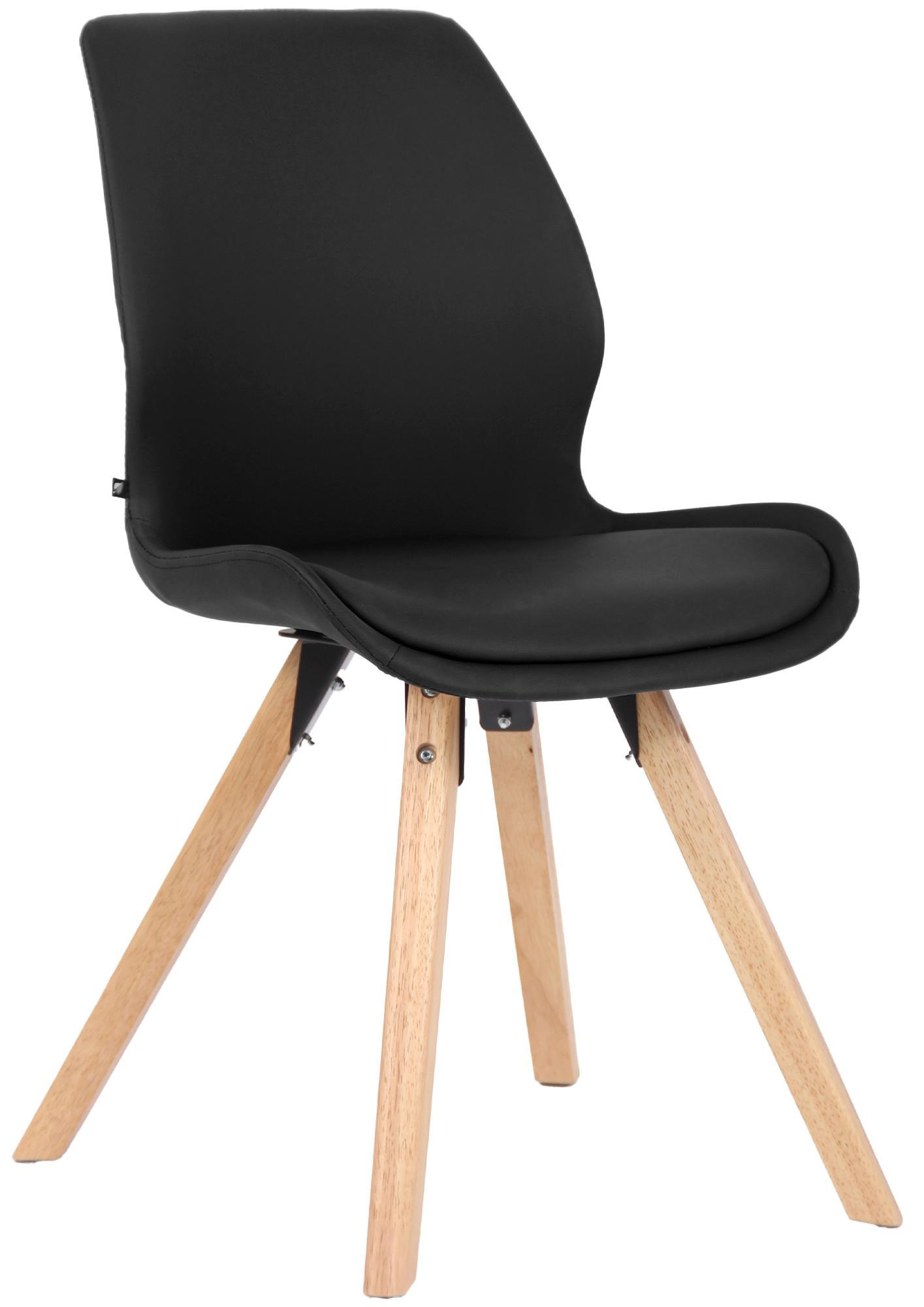 STUHL Lederlook Schwarz - Eukalyptusholzfarben/Schwarz, Holz/Textil (49/87/58cm) - CLP