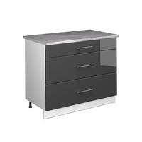 KUCHYNSKÁ SPODNÁ SKRINKA Fame-Line, Antracit vysoký lesk/biely, 100 cm, AP Marble - biela/čierna s vysokým leskom, kompozitné drevo (100/82/60cm) - Vicco