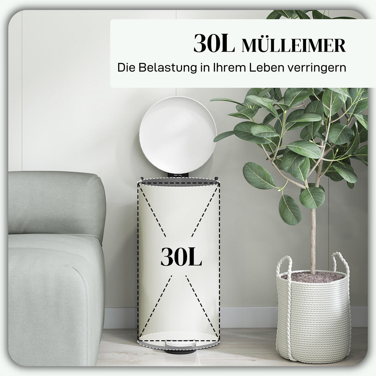 ABFALLEIMER - Ecru, Kunststoff (30/63.5/36cm)
