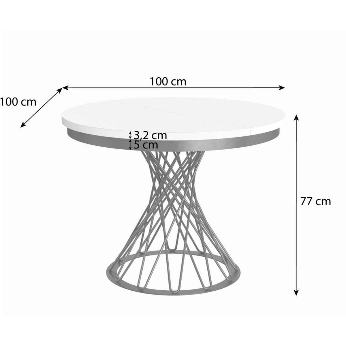 ESSTISCH Laura, Runder, mit Metallbeinen, Schwarz - Schwarz, Holzwerkstoff/Metall (100/100/77cm) - Beautysofa