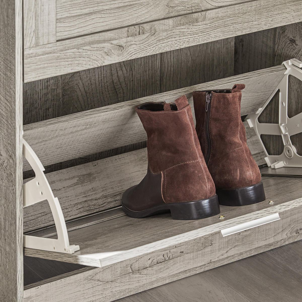 SCHUHSCHRANK Grau - Grau, Holzwerkstoff (60/79/23cm) - SoBuy