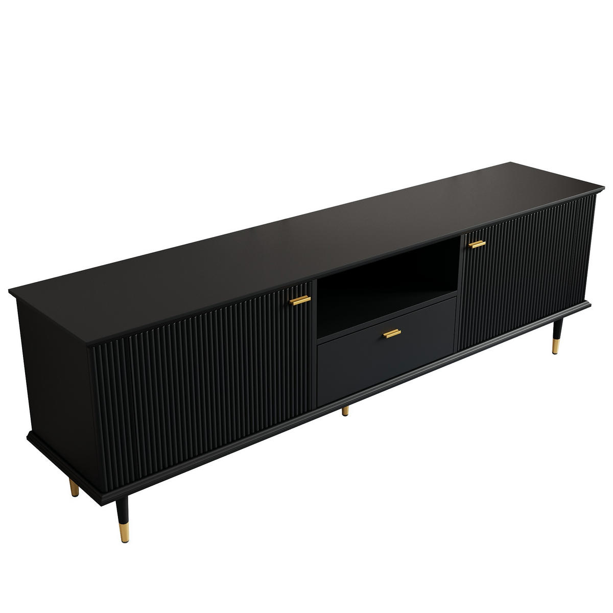 TV-ELEMENT170X36X54CM SchwarzSoftCloseScharniereGoldene Metallbeine - Schwarz, Holz (46.36/10.8/180.34cm) - Raelunyi