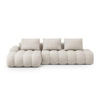AUSKLAPPBARES-ECKSOFA links mit Container Linz aus strukturiertem Stoff beige 3 Sitzplätze - Beige, Textil (142/275cm) - Cosmopolitan Design