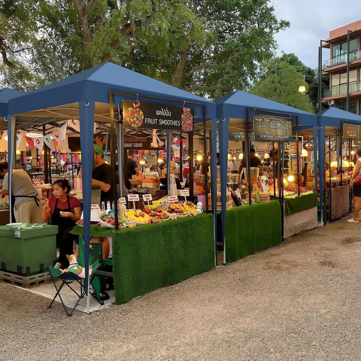 FALTPAVILLON 2 x 2 m blau mit 4 Seitenteilen - Blau, Textil (200/245/200cm)