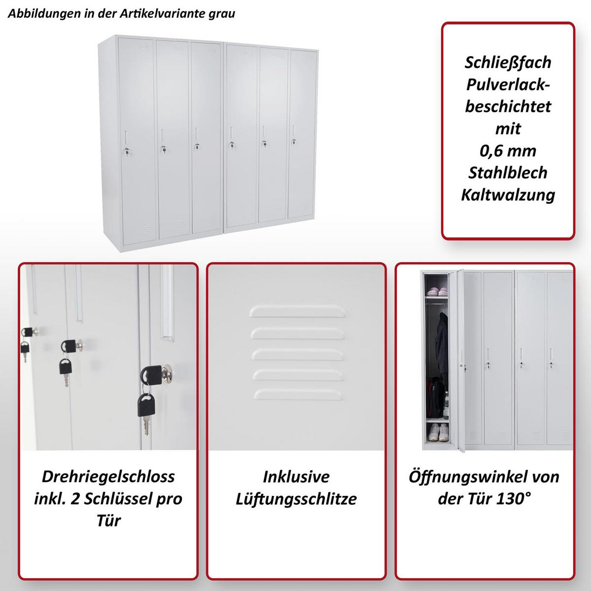 SCHLIESSFACH Grau - Grau, Metall (180/180/50cm) - MCW