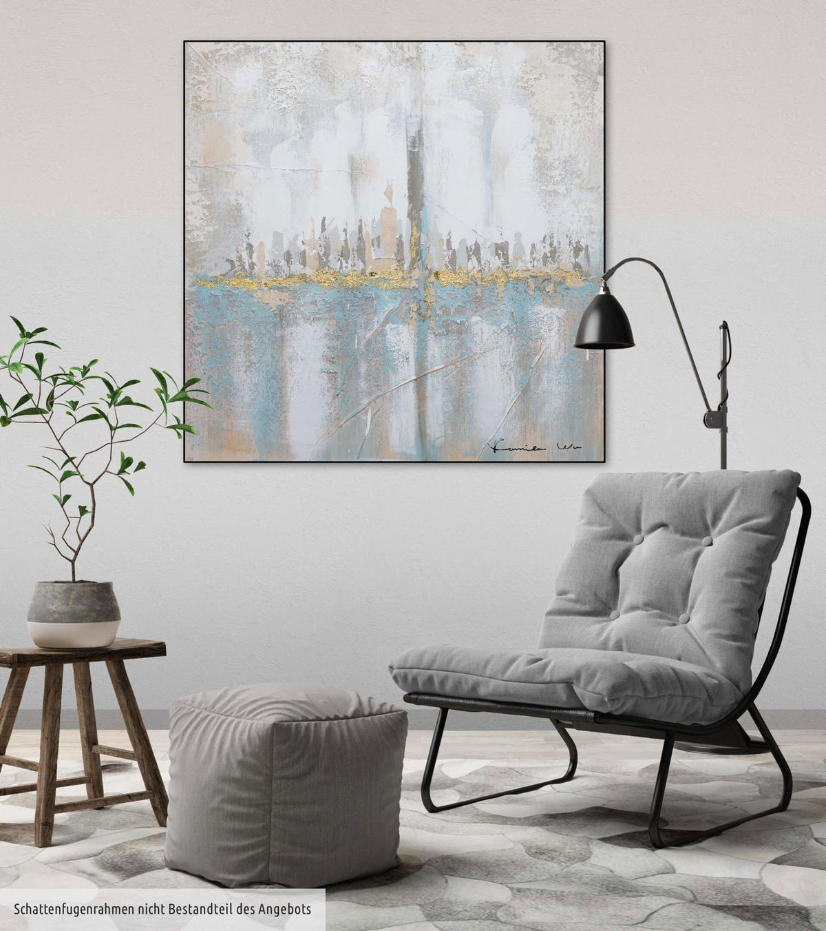 ACRYLBILD HANDGEMALT 80/80 cm - Blau/Grau, Holz/Textil (80/80cm) - KUNSTLOFT