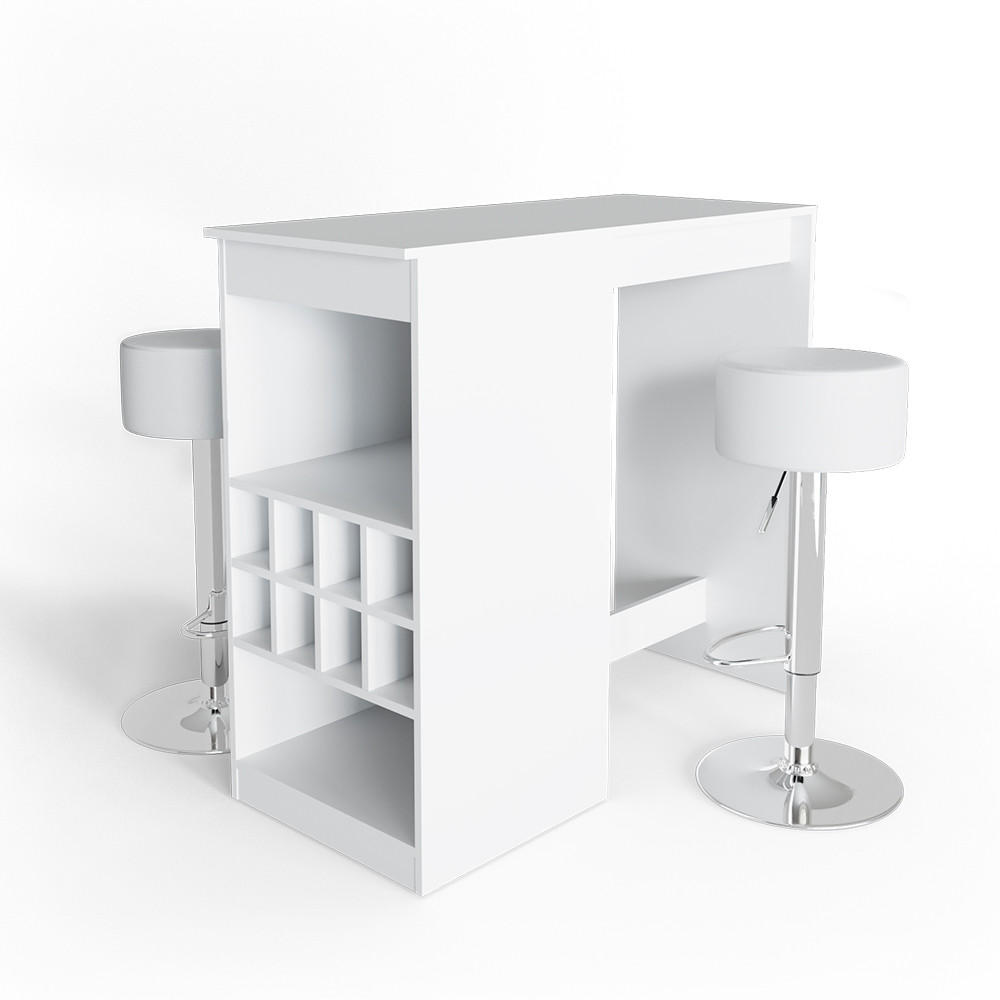 BARTISCH-SET Ross Weiß 115 x 50 cm mit 2 Barhockern - Weiß, Holzwerkstoff (115/104.6/50cm) - Vicco
