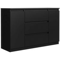KOMMODE NUDO 138,5/78,2/39cm mit 3 Schubladen 2 Türen Schwarz - Schwarz, Holzwerkstoff (138.5/78.2/39cm) - MASSENO