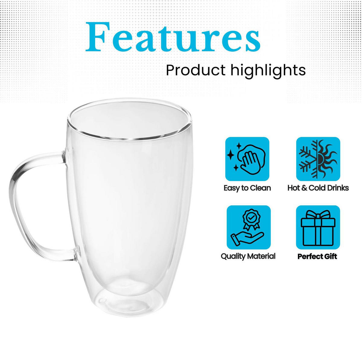 KAFFEEGLAS 400 ml (2er-Set) - Transparent, Glas - Intirilife