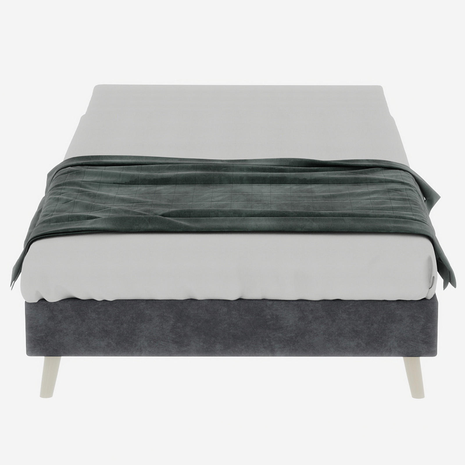 SÄNGRAM 160/200 cm, grå, velour, utan huvudgavel - Grå, Trä (160/200cm) - SHOPENTRA