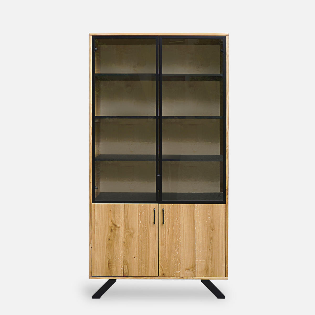 VITRINE Industrielle ins Wohnzimmer JORGEN - Eichefarben, Holz (100/200/45cm) - Rawood Furniture