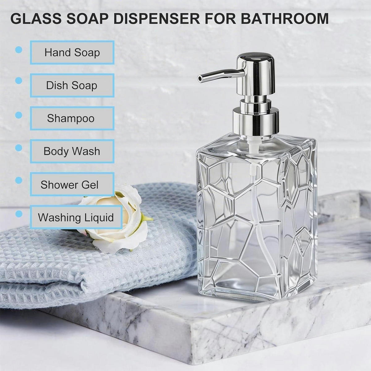 SEIFENSPENDER Glas 400ml Crack-Design Silber - Transparent, Glas (7/17.4/7cm)