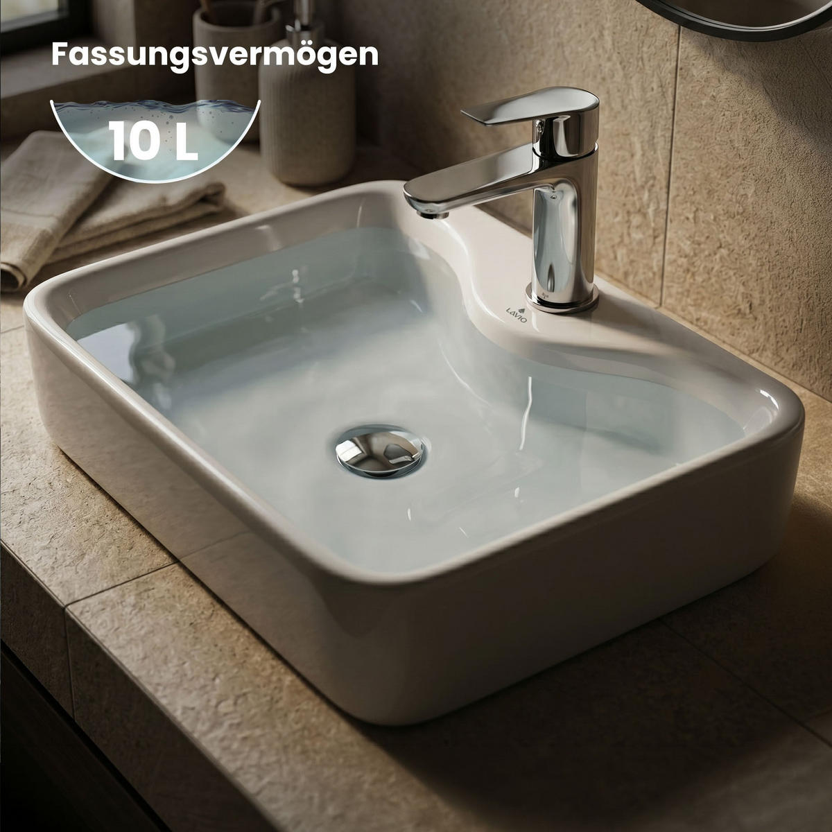 AUFSATZWASCHBECKEN AURA 47 cm Weiß - Weiß, Keramik (47/14/37.5cm) - Akord