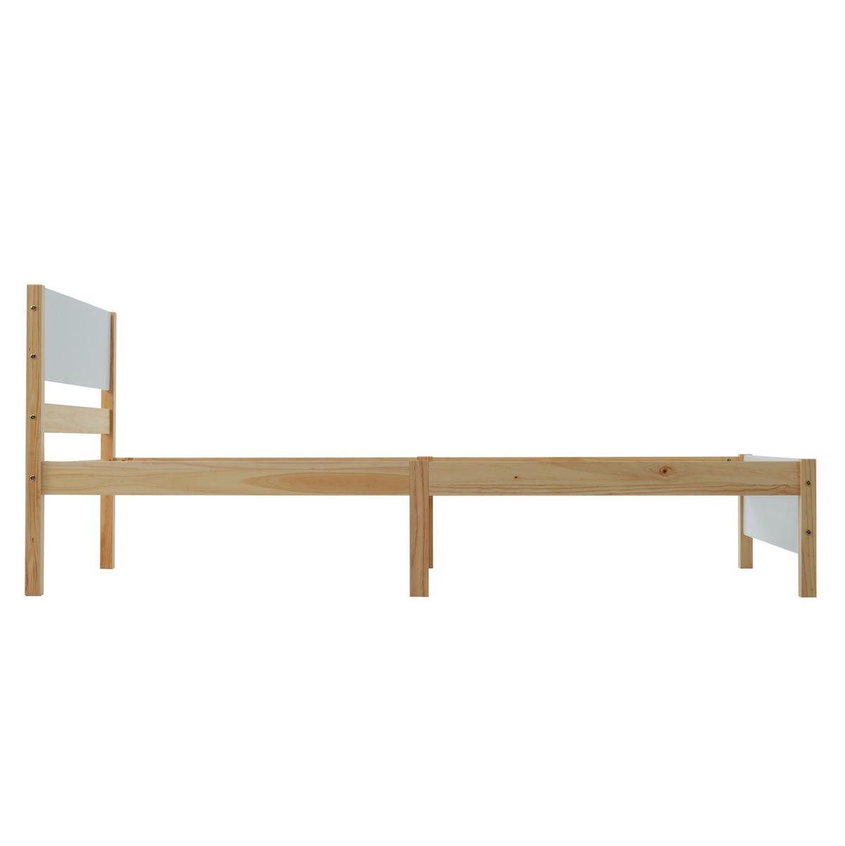 EINZELBETT 90/200 cm mit 15 Latten, Mittelfuß und Kiefernholzrahmen aus MDF, Weiß/Natur - Naturfarben, Holz (140/200cm) - Redom