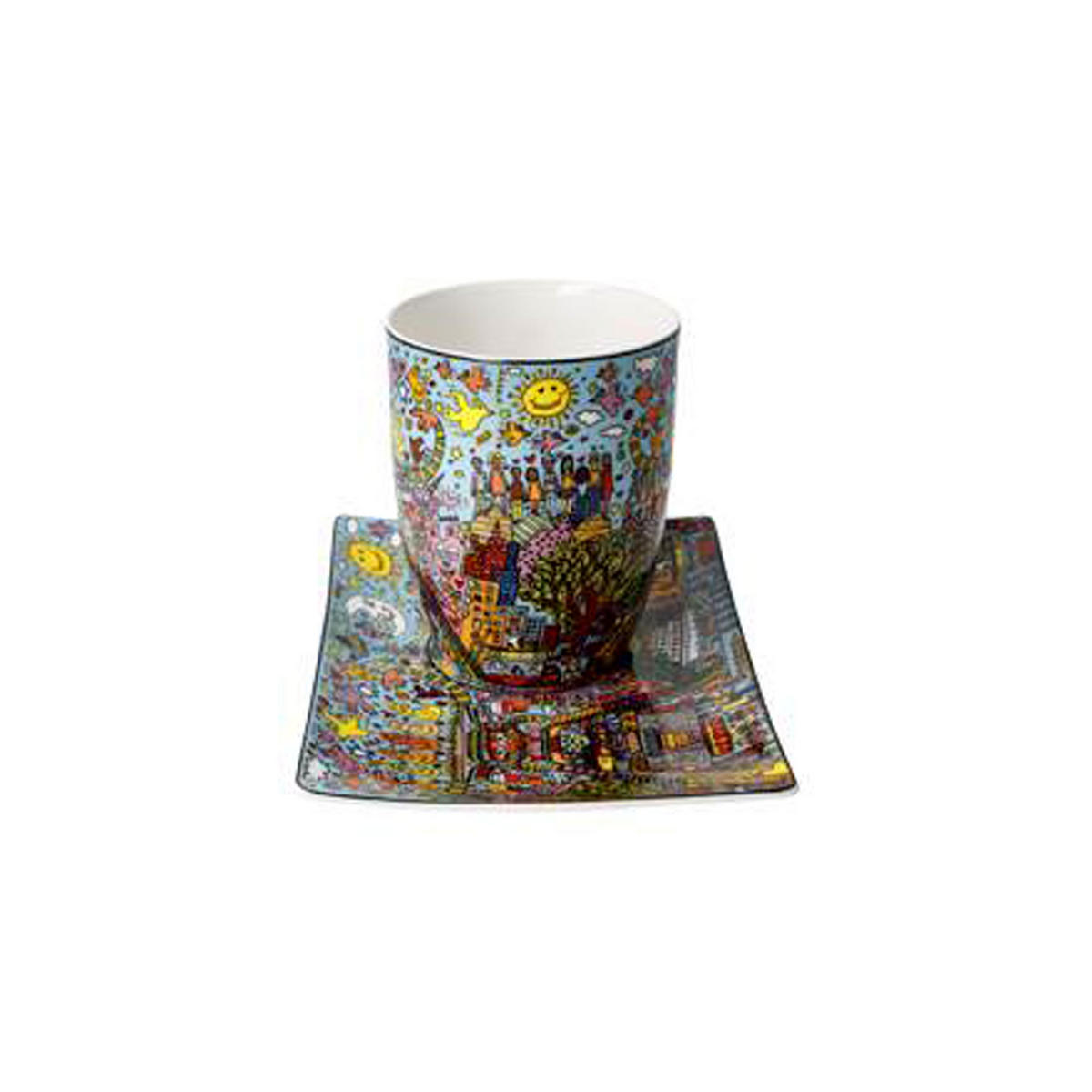 KÜNSTLERTASSE mit Untertasse Rizzi - Remenber those Cool Coal Days, Fine Bone China - Multicolor, Keramik (0.4L) - Goebel